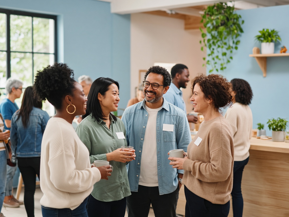 Community meetup in a bright modern workshop space